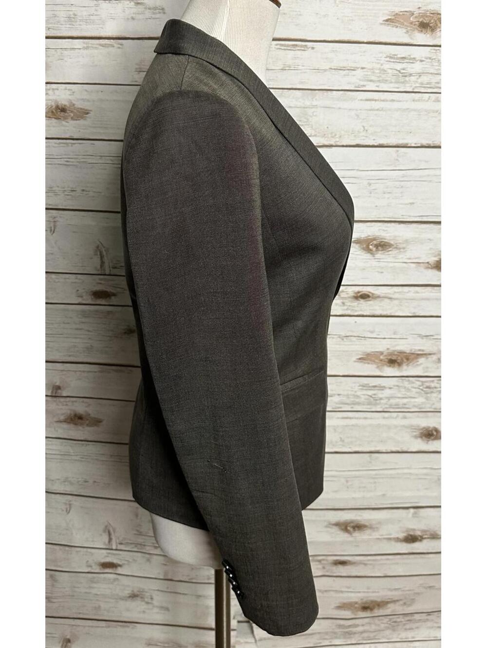 Ann Taylor taupe/brown wool-blend tailored tuxedo-inspired blazer Size 8P - Picture 4 of 7